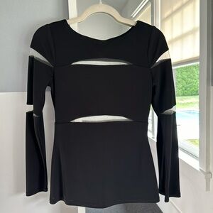 Bailey 44 black long sleeve top with mesh cutouts